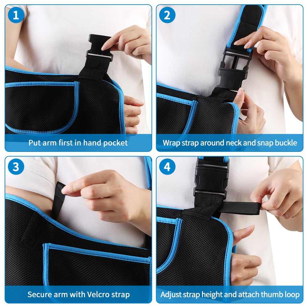 Arm Sling Shoulder Immobilizer for Men and Women, Adjustable Rotator Cuff Support Brace, Fit Left or Right, Comfortable Medical Slings for Elbow and Wrist Injury, Forearm Fracture, Surgery Recovery