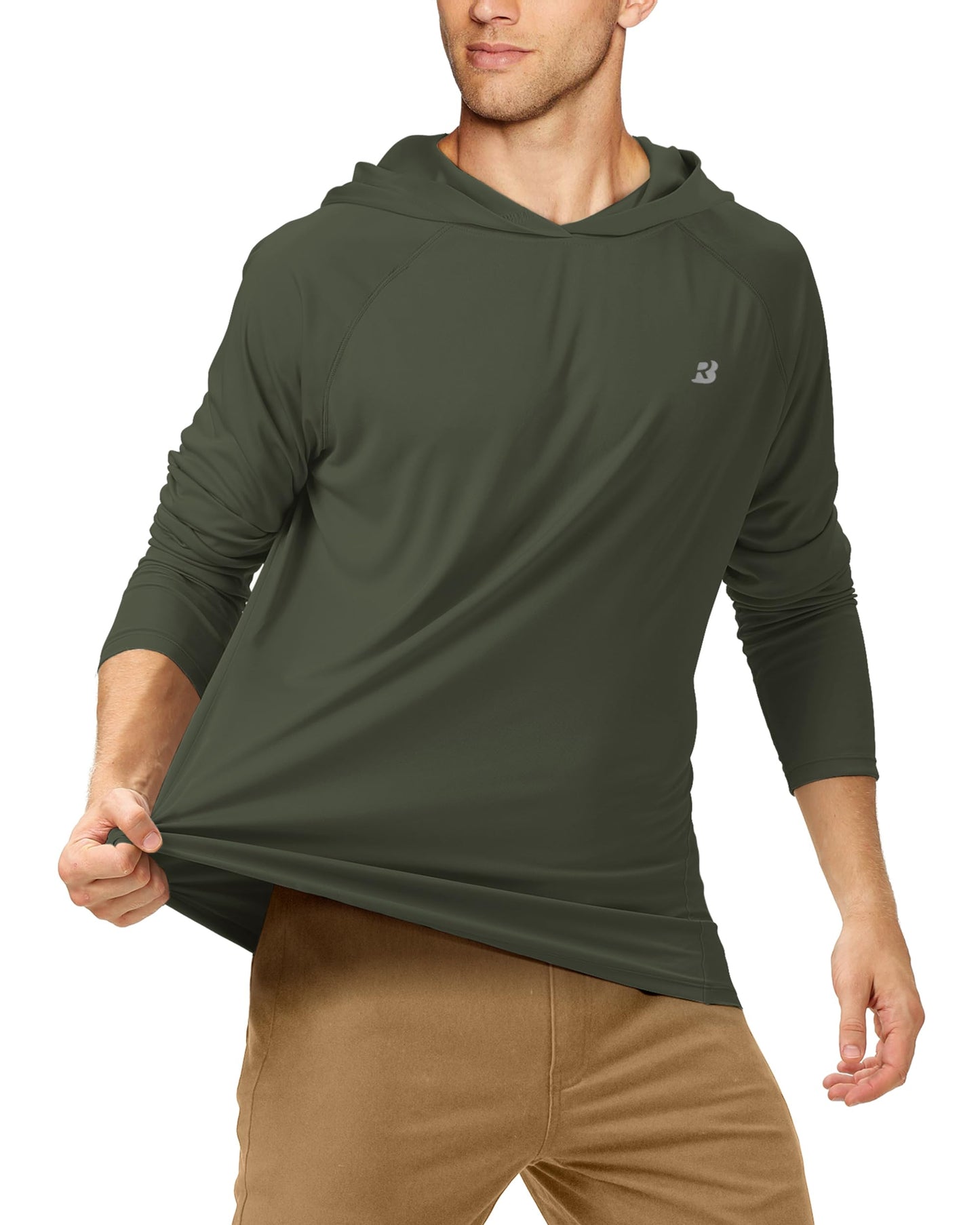 Roadbox Men's Sun Protection Long Sleeve Hoodie UPF 50+ Outdoor UV Fishing Shirts for Workout, Running, Fishing, Hiking (XX-Large)