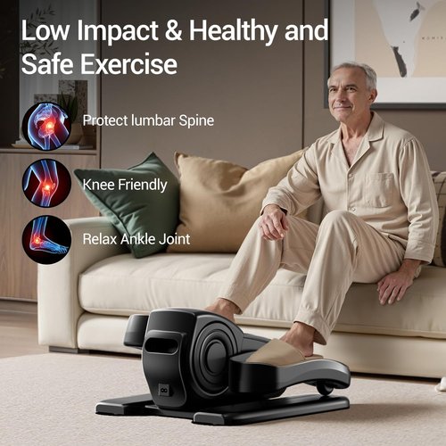 Under Desk Elliptical Machine, Ellipse Leg Exerciser as Seen on TV with Remote, Electric Seated Eclipse Foot Pedal Peddler Sitting for Senior,12 Speeds&Modes Fully Assembled for Home Office