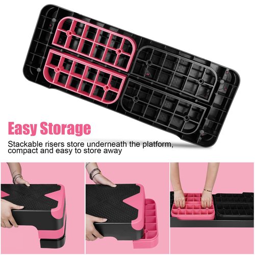HaoKang Adjustabl Aerobic Stepper Fitness Step Platform Health Workout for Sports Training Black-Red
