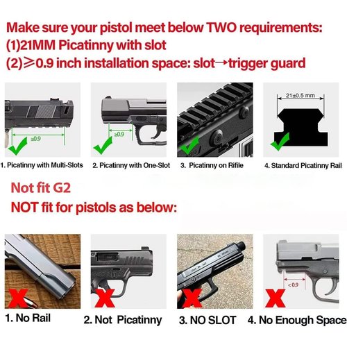 Gmconn Purple Laser Sight for Pistol with a Rail, Low Profile Beams for Full Size or Compact Guns, Rechargeable, (Beam Output <5mW, Class IIIA)