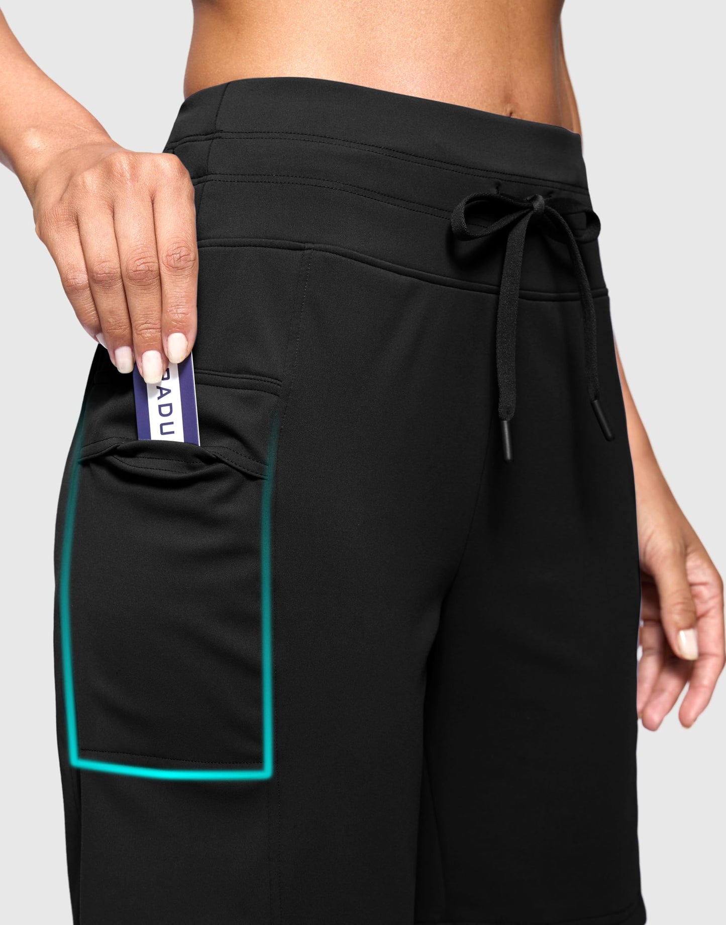 G Gradual Women's 7" Athletic Hiking Long Shorts with Side Pockets High Waisted Stretchy Bermuda Shorts for Women Workout Casual (Black, L)