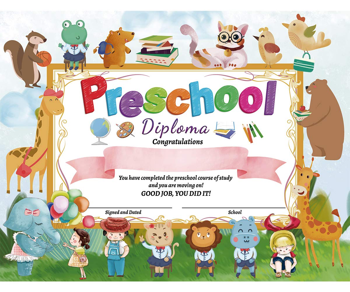 Fancy Land Preschool Diploma Certificate Kindergarten Certificates Cute Diplomas for Kids Students Graduation End of Year Supplies 30Pcs