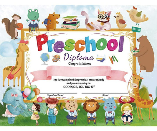 Fancy Land Preschool Diploma Certificate Kindergarten Certificates Cute Diplomas for Kids Students Graduation End of Year Supplies 30Pcs