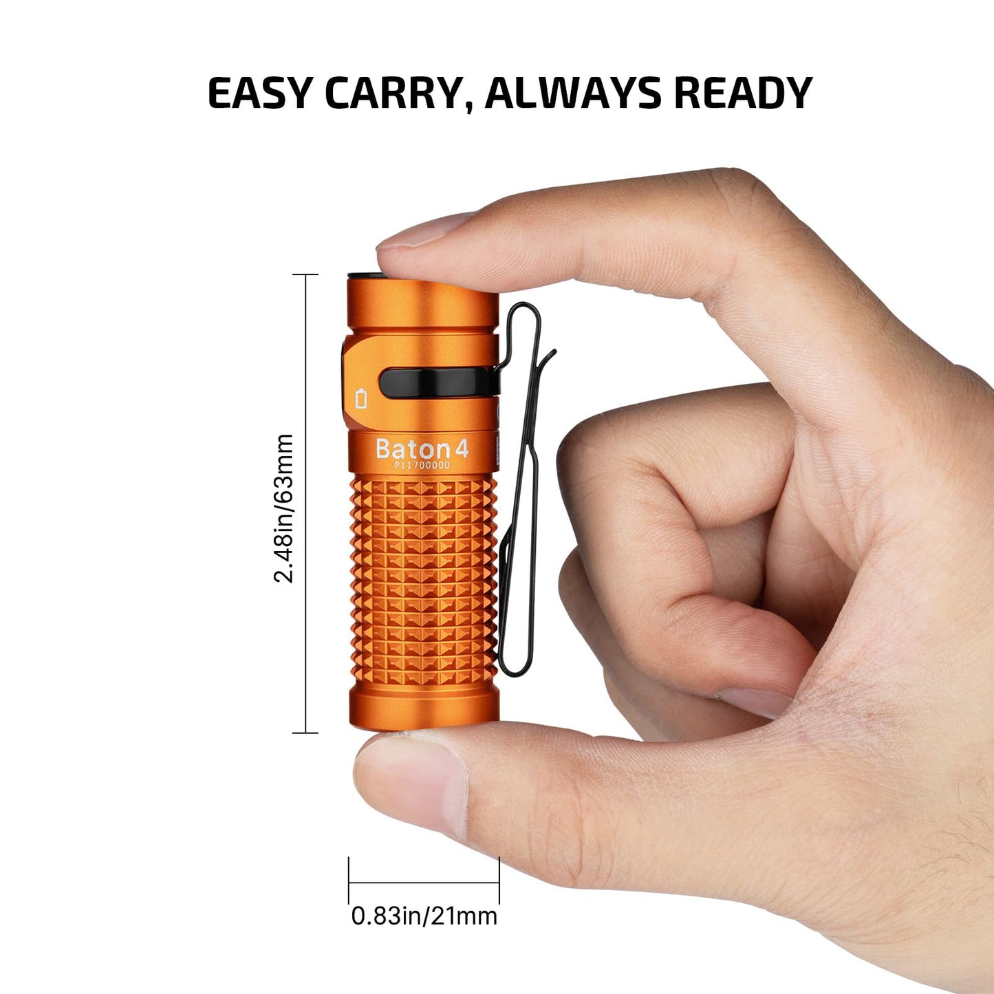 OLIGHT Baton4 Rechargeable EDC Flashlight, Bright Small Flashlight 1300 Lumens with MCC Charging Cable, IPX8 Waterproof, Multiple Modes Pocket Light for Home, Camping, and Emergencies (Black)