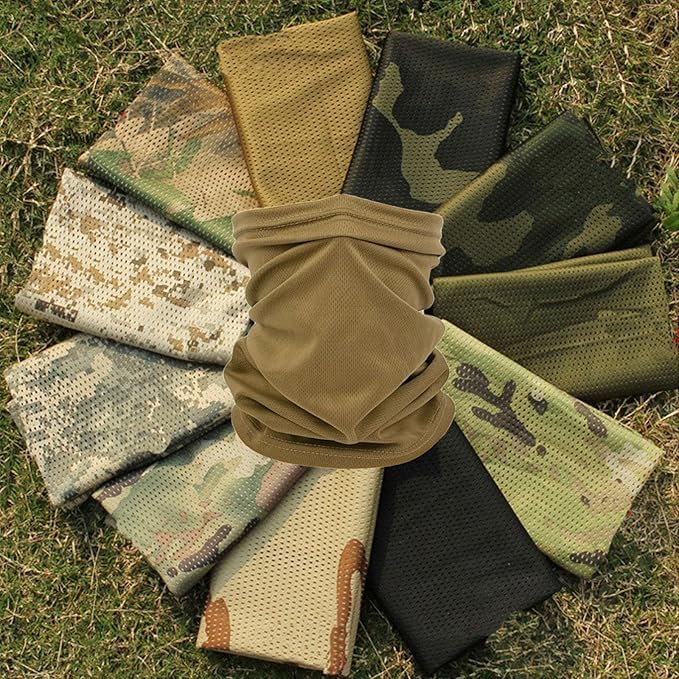 Coyote Brown Neck Gaiter - Khaki Face Mask Bandana for Men Women Cooling Summer