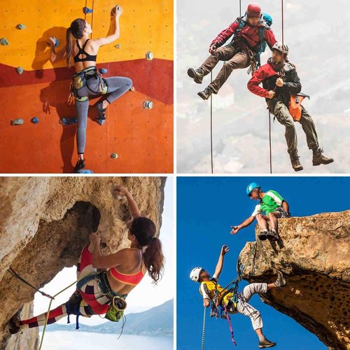 HandAcc Climbing belts, Thicken Professional Safety Belt with Magnesium Alloy Connection Ring, Outdoor Momentum Belt for Rock Climbing, Fire Rescue, Rappelling