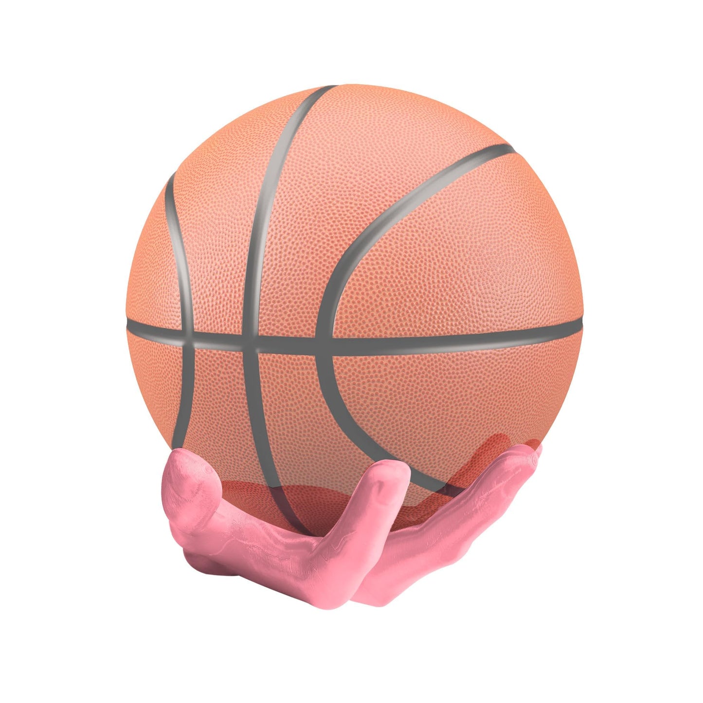 Basketball Holder – Handmade Ball on Wall Sculptures Mount Display Stand for Basketballs, Footballs & Sports Memorabilia – Perfect Man Cave Decor & Game Room Organizer (Pink)