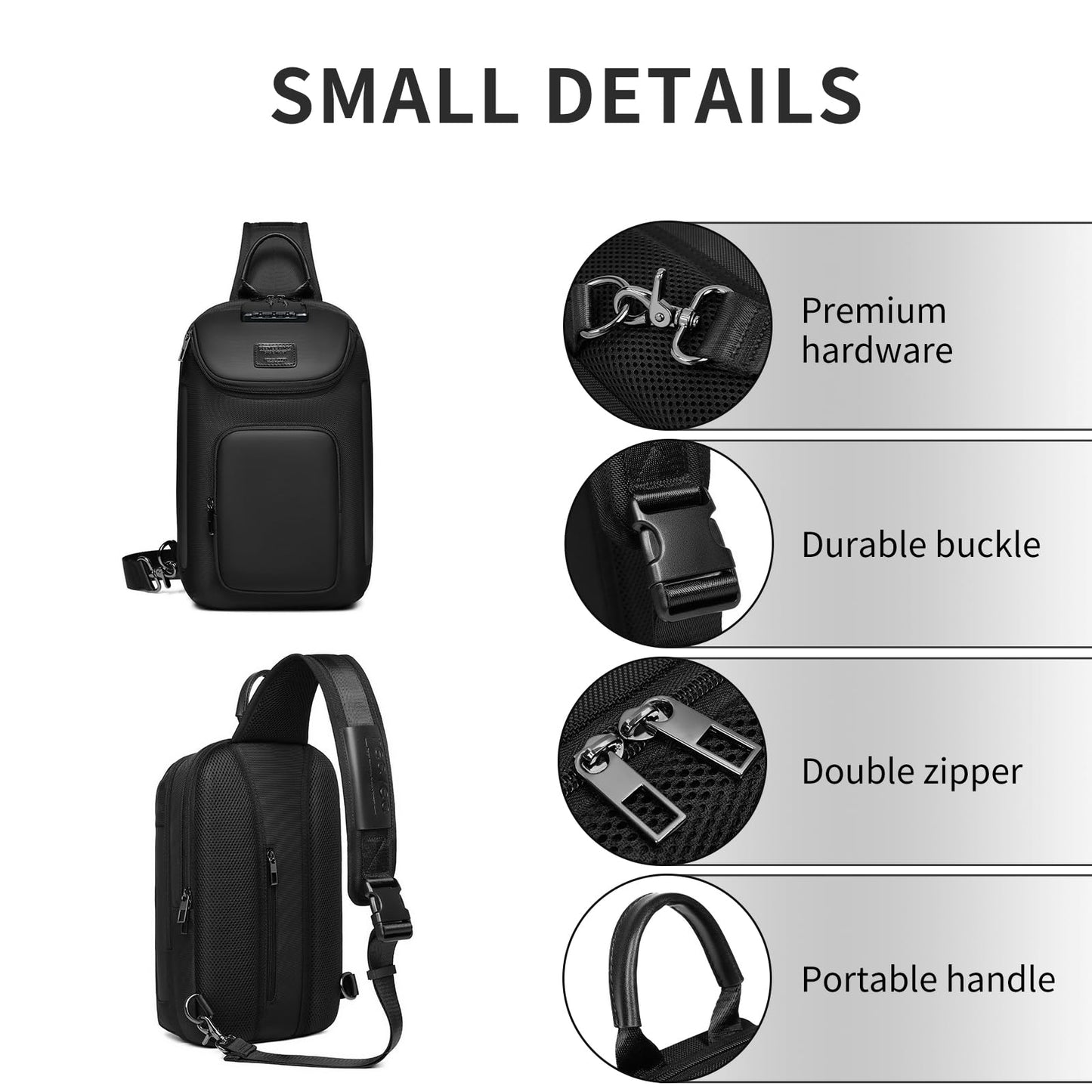 UMydeal Sling Bag for Men, Anti Theft Sling Backpack, Mens Crossbody Bag, Shoulder Chest Bag for Travel, Casual (Blue, Small)