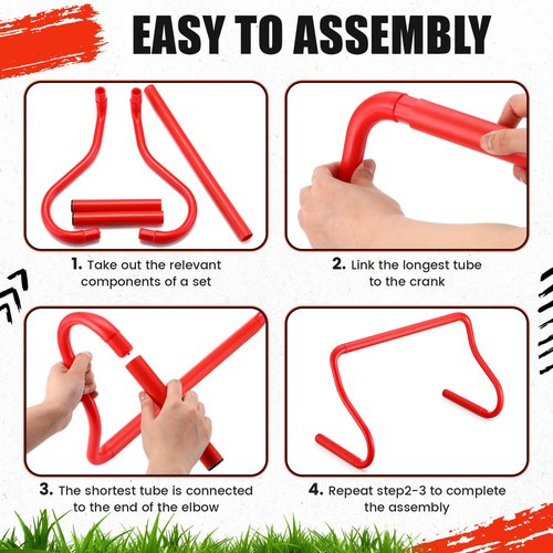 Seenelling 16 Pcs 12" Speed Agility Training Hurdles Large Size Detachable Agility Hurdles Hurdles Training Equipment Set for Athletes Soccer Basketball(Red)