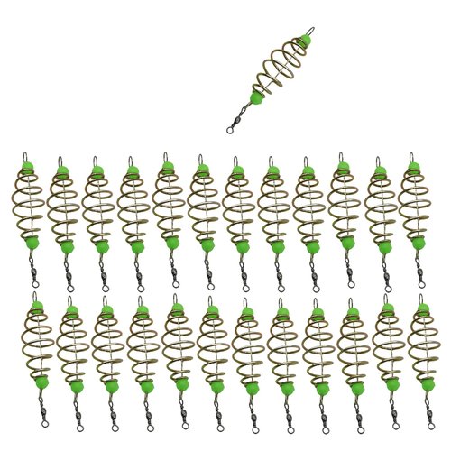 Yinprwi 25PCS Fishing Feeder Bait Cage Basket Feeder Basket Bait Thrower,Olive Shape Spring Fishing Bait Cage Holder Fishing Accessories Lure Feeder Carp Lure Fish with Pendant Bead