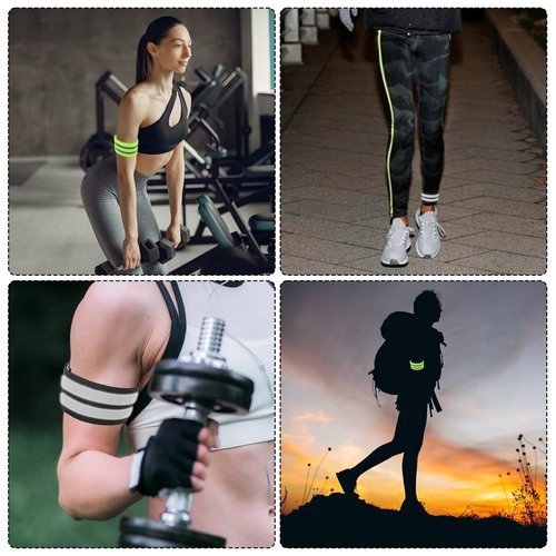 AOZUO 6Pcs High Visibility Reflective Bands, Elastic Ankle Straps Wristbands Reflective Arm Bands for Night Walking Reflective Gear for Bike Pants Cuff Clip Cycling Running Jogging Outdoors Hiking