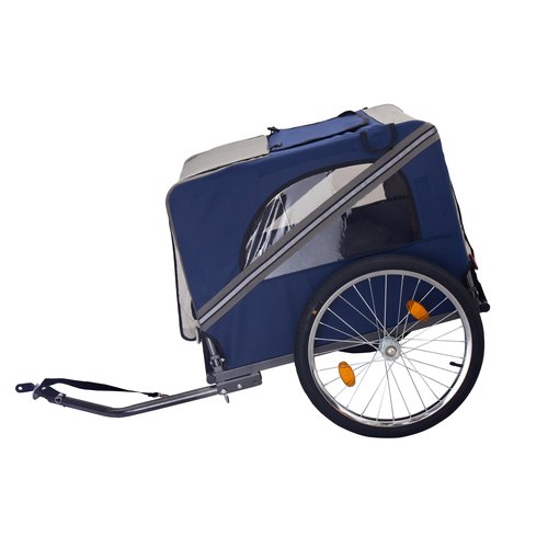 HXUHUWS Safe and Comfortable Dog Bike Trailer, Mesh Pet Carrier with 3 Entrances, Folding Design, 20-Inch Wheels, Blue-Gray