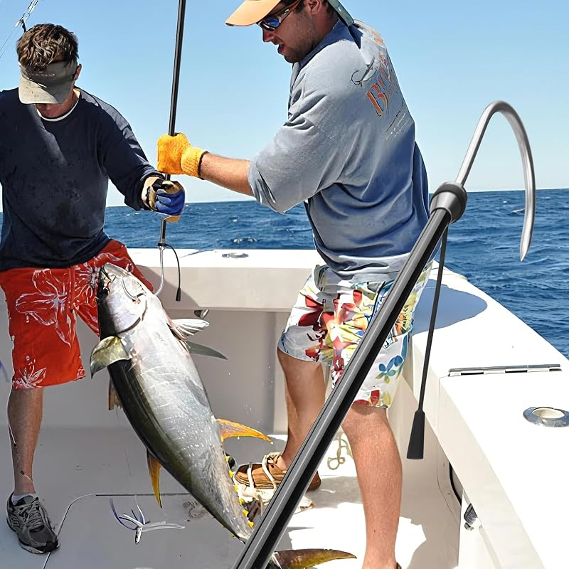 SANLIKE Saltwater Fishing Gaff - Carbon Fiber Shaft, S316 Stainless Steel Hook, 46in (Black)
