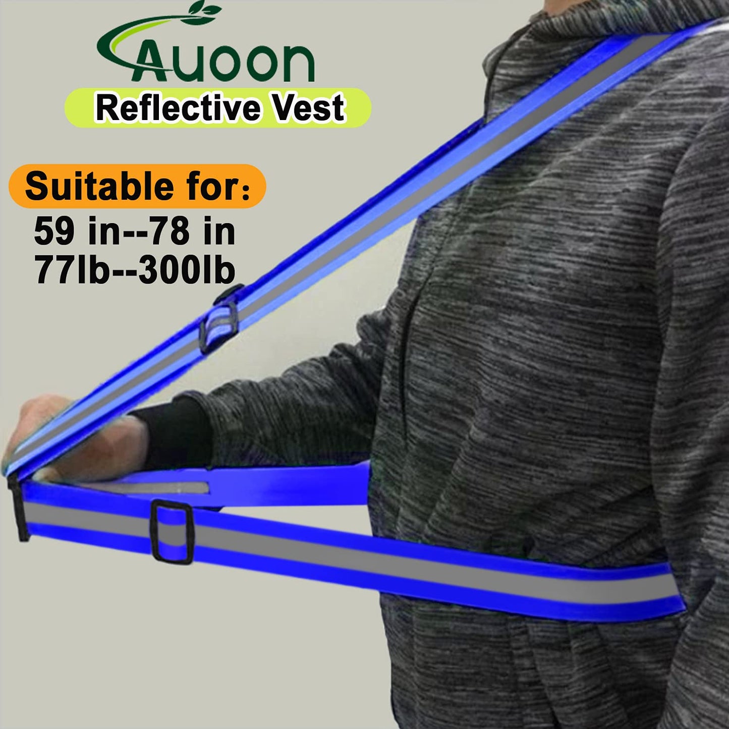 AUOON Reflective Running Vest,Safety Reflective Vest with Adjustable Strap for Running,Cycling, Motorcycle and Walking,Fits over Outdoor Clothing,Breathable Waterproof Lightweight (2 Pack Black Blue)