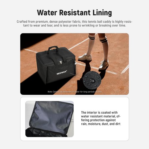 NEEWER TB01B Tennis Ball & Pickleball Hopper Basket for 110 Balls, Heavy Duty Polyester Carry Bag for NEEWER TB01S Ball Picker, Portable Baseball Golf Caddy with Side Pockets, ONLY the Bag Included