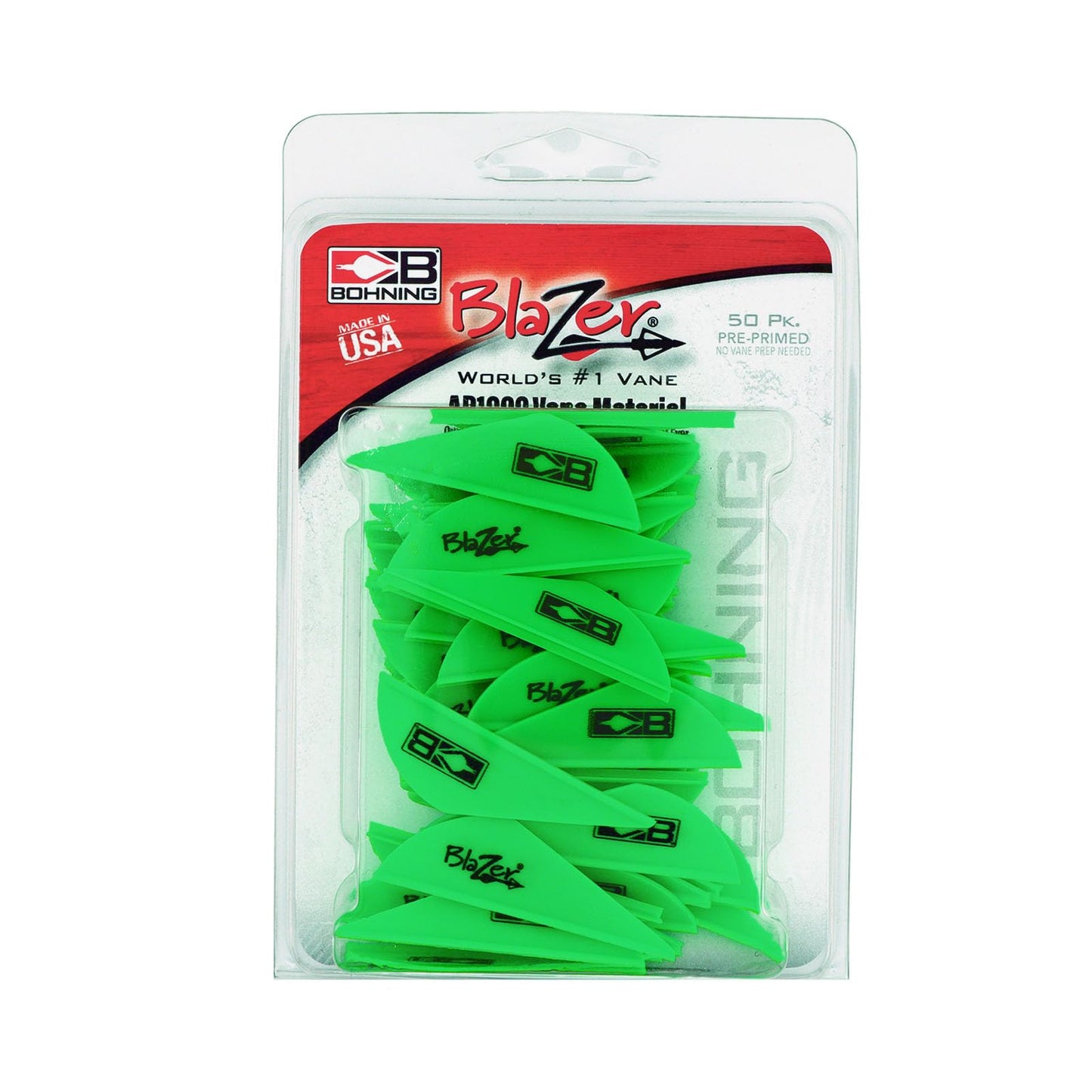 Bohning Blazer® Vane, 2” Hunting, 3D, Vane, Neon Green, 50pk