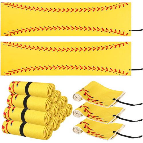 HunnmingRe 12 Pcs Mini Softball Cooling Towel with Snap Loop, 30" x 9" Cooling Towel for Neck and Face Breathable Chilly, Microfiber Sport Rags for Softball Team Gift, Cold Sweat Rag for Sport