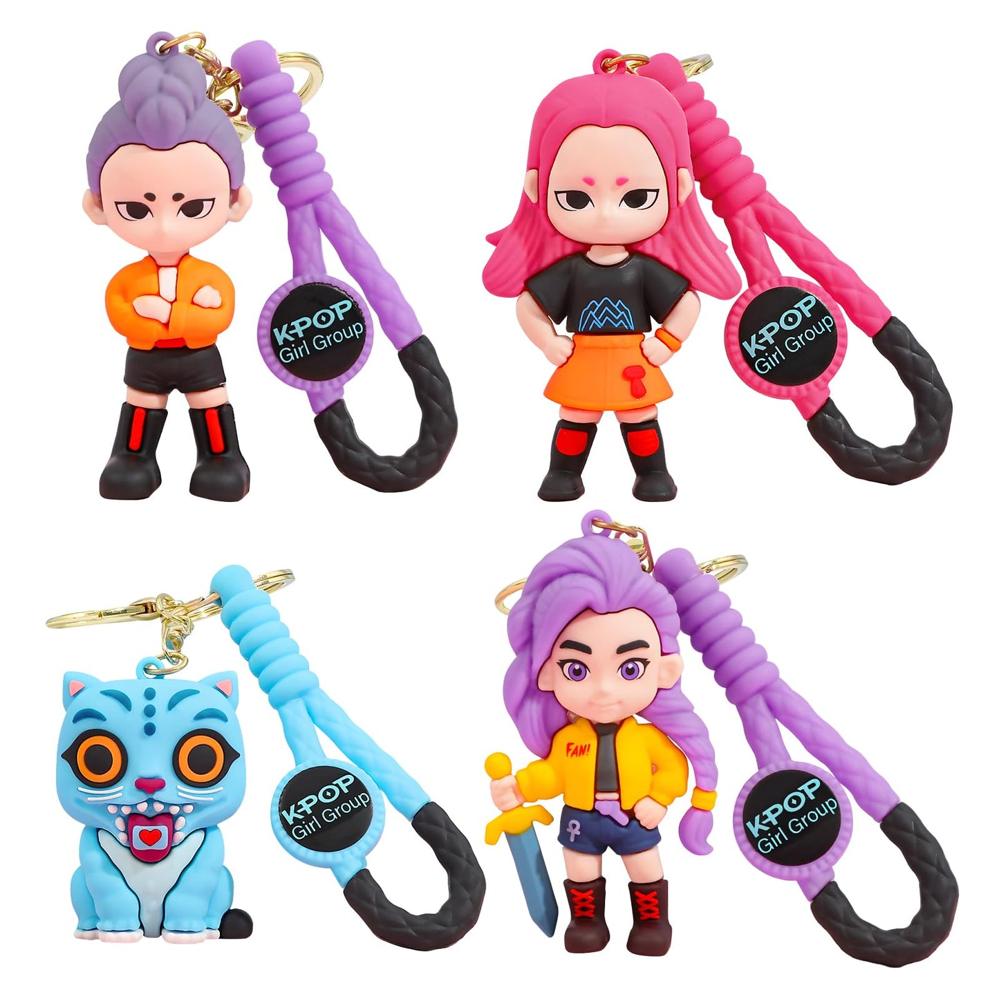 Bellicremas Demon Hunters Keychain Set of 4, Cute Doll Figurine Collectible - Official Demon Hunters Merch for Fans, Bag Charm & Toys Gift