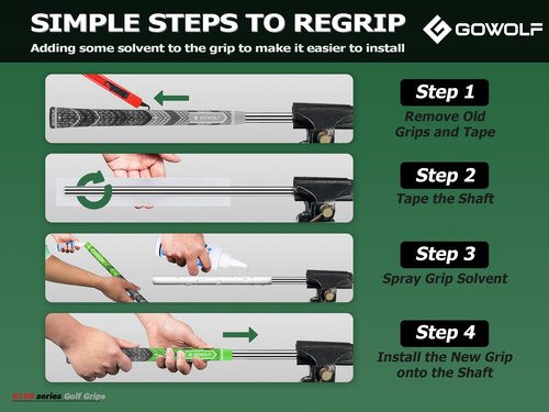 Gowolf Golf Grip Cord Rubber Multi-compound Golf Driver Irons Club Choose 13 Grips with 15pcs Tapes Or Full Kit choose one (Green, Midsize)