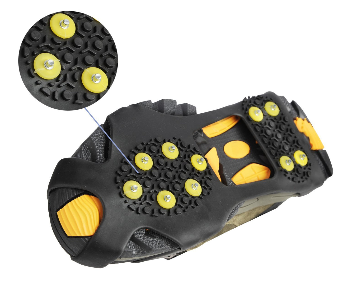 Ice Cleats, willceal Ice Grippers Traction Cleats Shoes and Boots Rubber Snow Shoe Spikes Crampons with 10 Steel Studs Cleats (Yellow,Small)