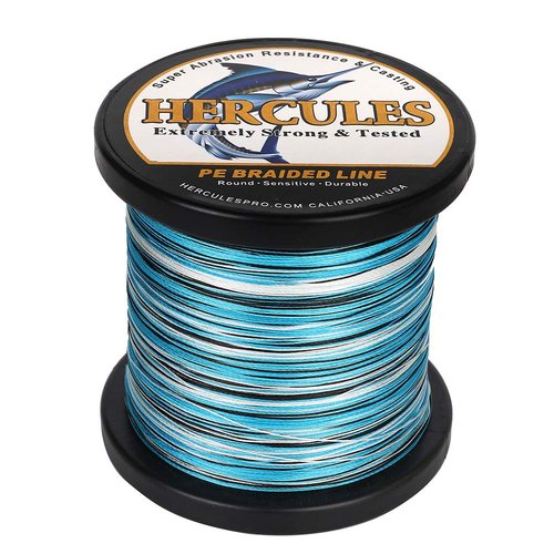 HERCULES Super Cast 1000M 1094 Yards Braided Fishing Line 80 LB Test for Saltwater Freshwater PE Braid Fish Lines Superline 8 Strands - Blue Camo, 80LB (36.3KG), 0.48MM