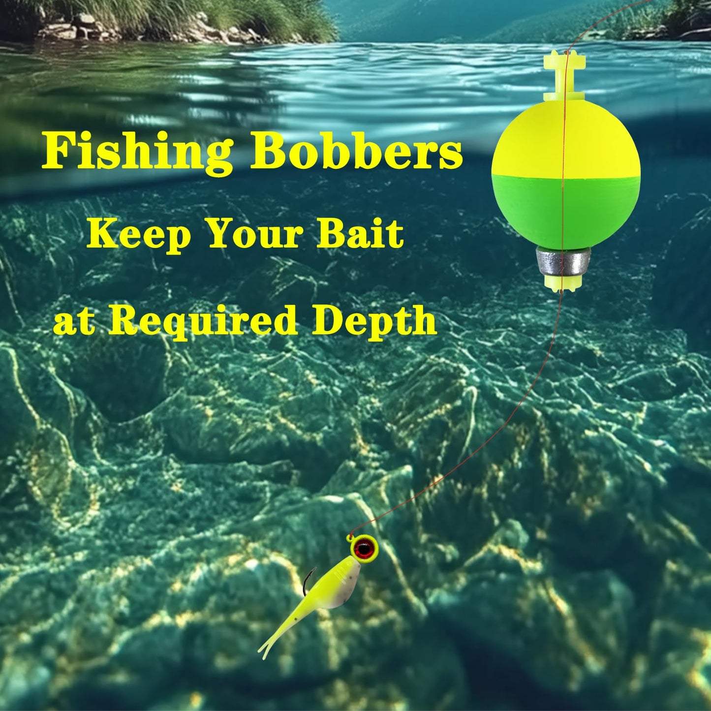Bombite Fishing Bobbers Floats,10 Packs Weighted Bobbers for Fishing Foam Snap-on Fishing Floats Ball Oval Fishing Corks Bluegill Crappie Panfish Bass Trout Ball-Shape 1.5 in
