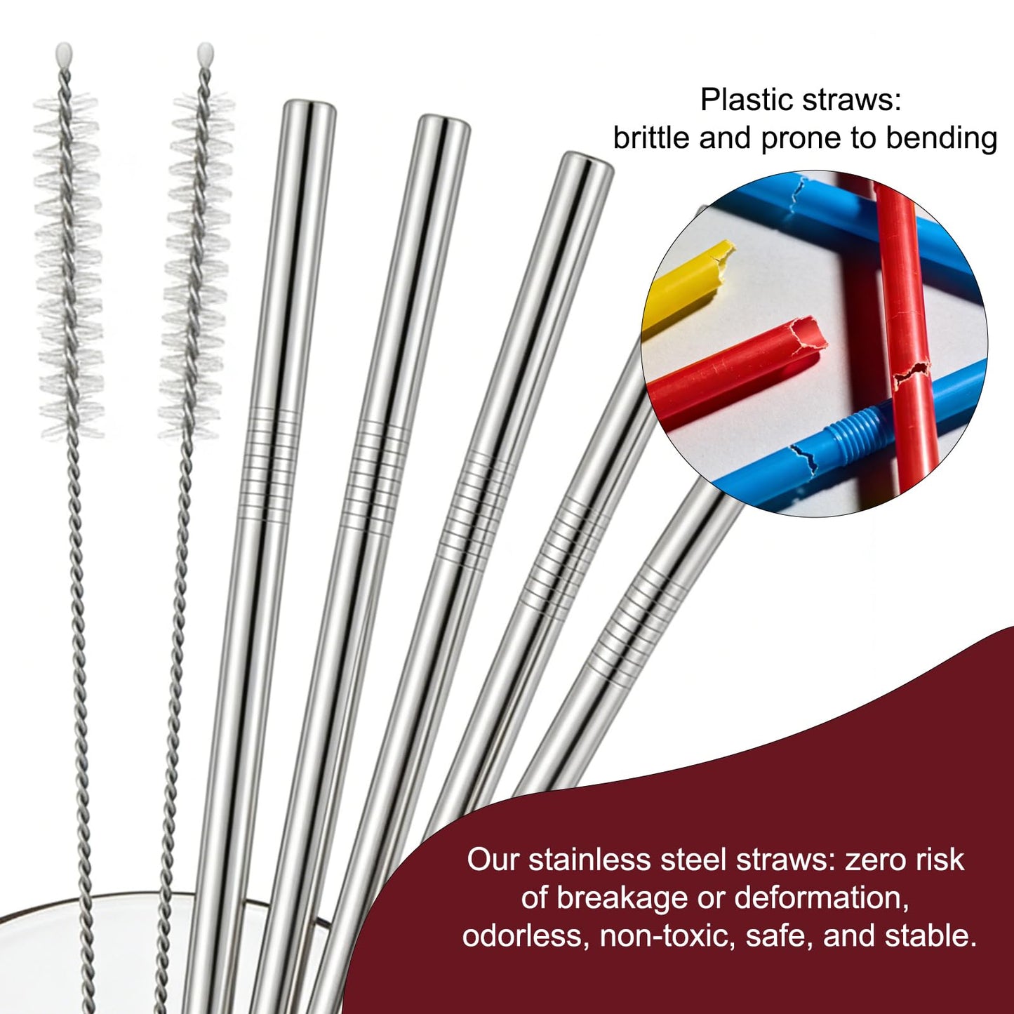 Mity rain 8PCS Metal Straw for Owala FreeSip Sway 30oz Water Bottle -Stainless Steel Straws for Owala Water Bottle (Stainless Steel)