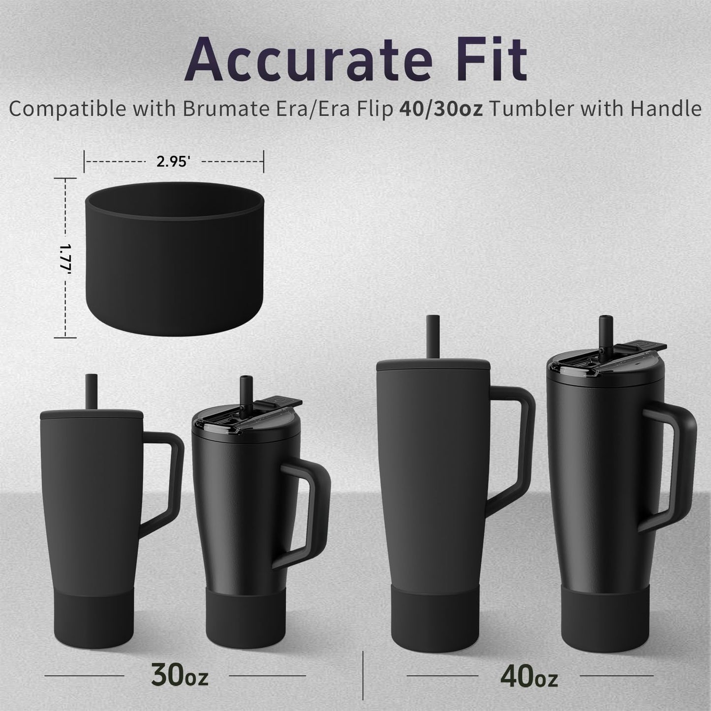 ZXFYE 2Pcs Protective Boot Compatible with Brumate Era/Era Flip 40 oz 30 oz Tumbler, Anti-Dent & Anti-Slip Silicone Bottom Cover Protector Sleeve Bumper for Brumate Era/Flip Tumbler with Handle