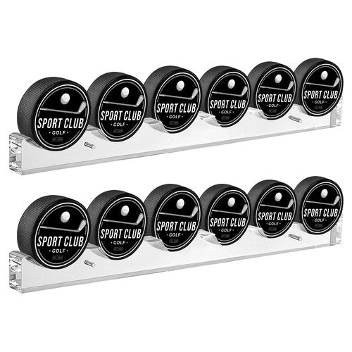 Bekith 2 Pack Hockey Puck Display Case for 6 Pucks, Wall Mount Acrylic Clear Puck Holder, Display Stand Perfect Showcase for Living Room Bedroom Decoration