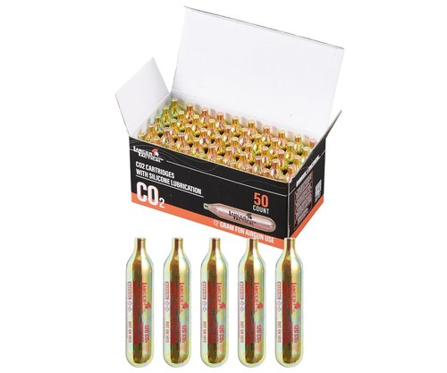 Lancer Tactical High Pressure 12 Gram CO2 Cartridges w/Silicone Oil for Airsoft/Airguns - (Pack of 50)