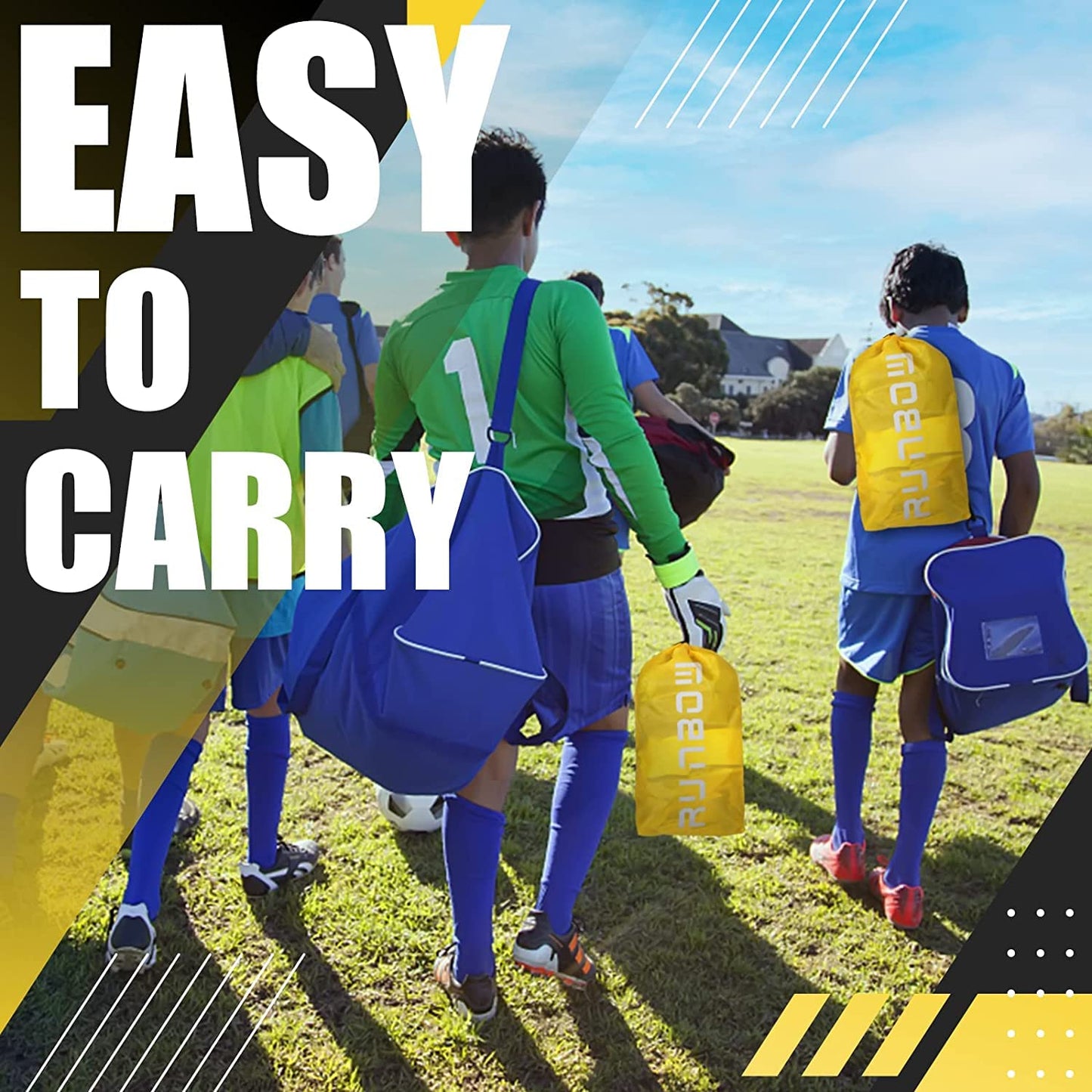 RUNBOW 6x4 ft Portable Kids Soccer Goal for Backyard Practice Soccer Net with Carry Bag (6x4 FT, 2 Pack, Yellow)