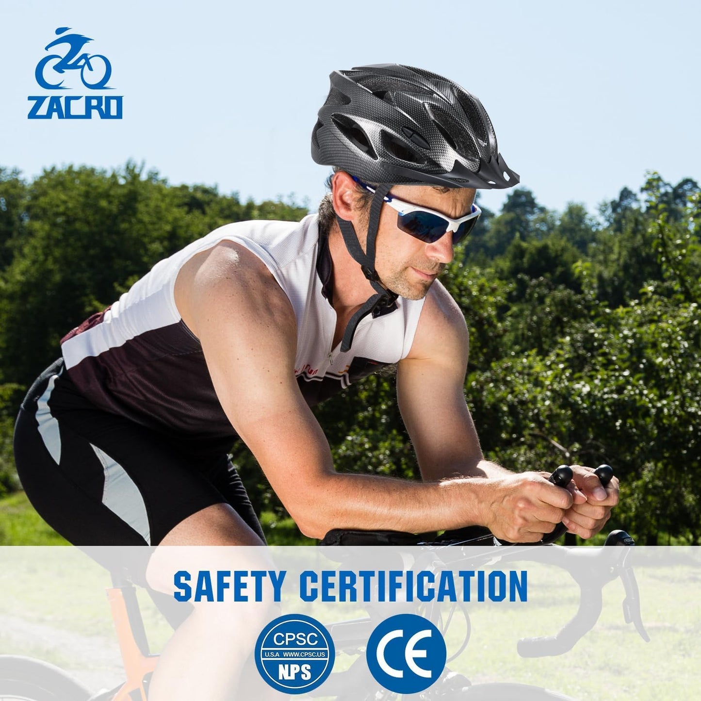 Zacro Adult Bike Helmet, Lightweight Bicycle Helmet with Removable Pads and Visor, CPSC Certified Safety Helmet for Men Women, Mountain Road Cycling Helmet for Adult, Black