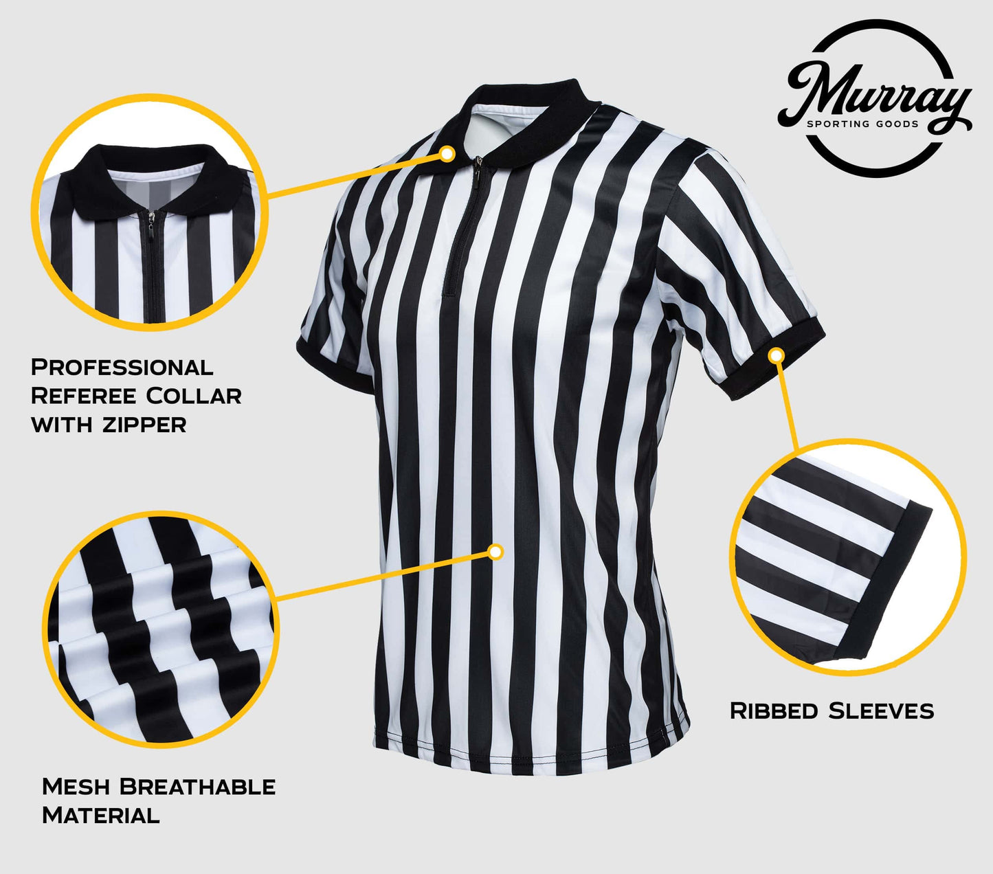 Murray Sporting Goods Men’s Referee Shirt Collared | Official Mens Ref Shirt Jersey Short Sleeve - Football Halloween Costume (Large)