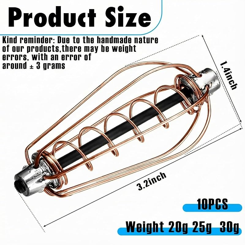 SiliFine 10 Pcs Carp Fishing Bait Cage Feeders Gold 25g Each - Lead Sinker
