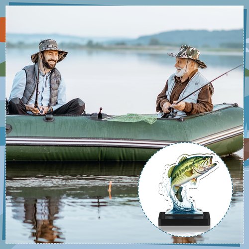 Weysat 4 Pcs Fishing Trophy Award for Ceremonies Tournaments Competitions Acrylic bass Fish Trophy Prizes Reward for Adults Fishermen Gifts