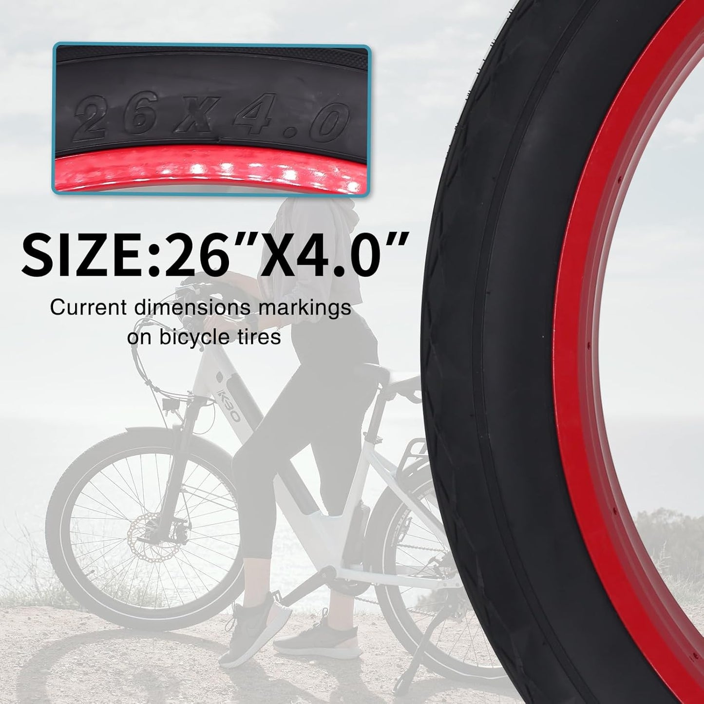 26x4.0 Bike Tire for Electric Bikes - Puncture Resistant All-Terrain Fat Tire with Durable Tread, High Traction for Mountain/Snow/Road - Compatible with E-Bikes 26x4.0 Inches