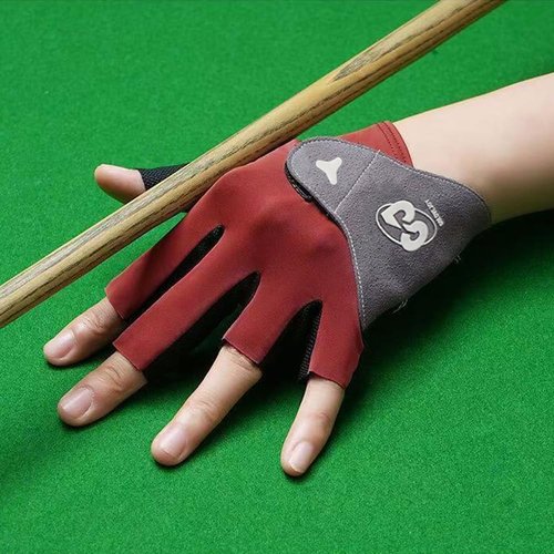 Billiards Glove, Pool Glove Left Hand, Billiard Pool Gloves for Left Hand 3 Finger, Quick-Dry Breathable and Non-Slip, Snooker Cue Sport Glove Popular Sizes for Men & Women (Red, Large)