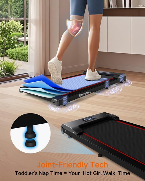 Hartwares Walking Pad Under Desk Treadmill for Home 2 in 1 Portable Treadmill with Remote Control, 2.5HP Brushless Motorized Running Jogging Machine, Compact Design 265 Lbs Capacity