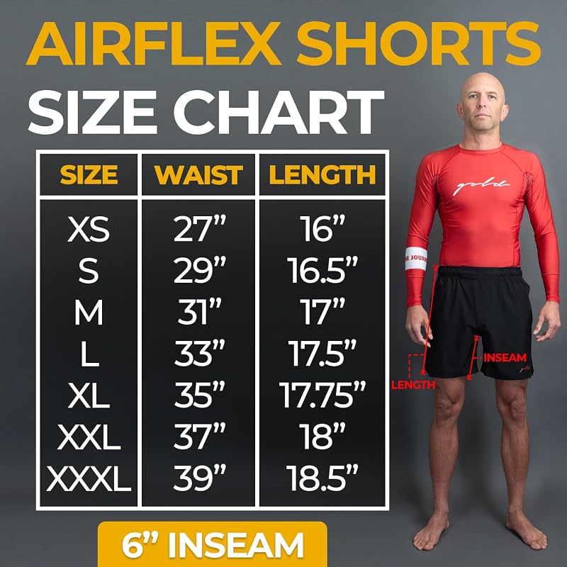 Gold BJJ Airflex Jiu Jitsu Shorts - Black, Large – MMA, No-Gi Fight Short