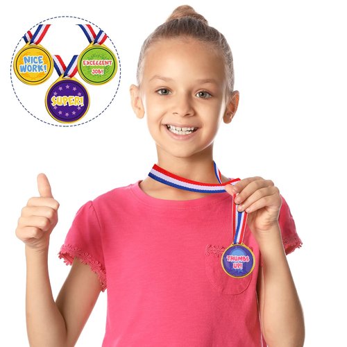 Gejoy Assorted Kids Medals for Winning Plastic Medals Assortment for Sports Talent Shows Gymnastics Parties and Other Birthday Party Favors (60 Pieces)