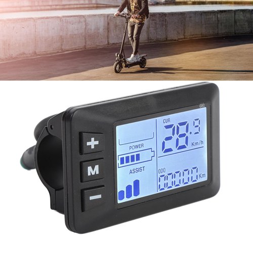 Electric Bike LCD Display Panel with 5 Pin Connector, Electric Scooter Speedometer for Bicycles and Scooters