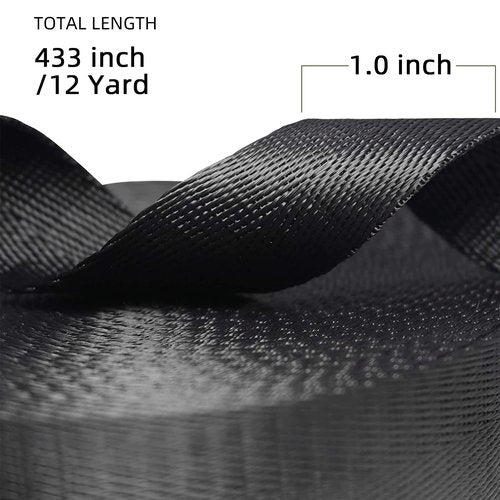 ADALT LION Nylon Webbing 1 Inch 1.5Inch Wide, Heavyweight Webbing Strap 12 Yard, Nylon Straps for Indoor or Outdoor DIY Gear Repair, Pet Collars, Crafts (Black, 1"-12Yard)