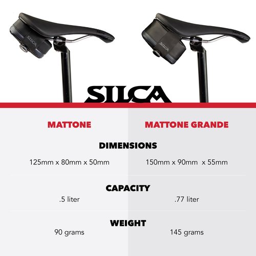 SILCA Mattone Under Seat Bag for Bicylces with Zipper and Waterproof Zipper and BOA mounting System (Small, Black)