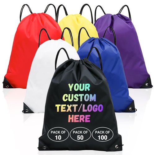 KQVXZZB Custom Drawstring Bags - Bulk Orders (30/50/100 Pcs) with Your Logo | Ideal for Gyms, Events, Travel & Daily Activities
