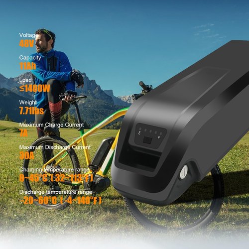 36V 48V Ebike Battery 11Ah 17Ah Electric Bike Battery with 2A Fast Charger 30A BMS for 0-1400W Motor, USB Output, Safe Lock, Led Indicator Light, with Base and Charger (48V 11AH)