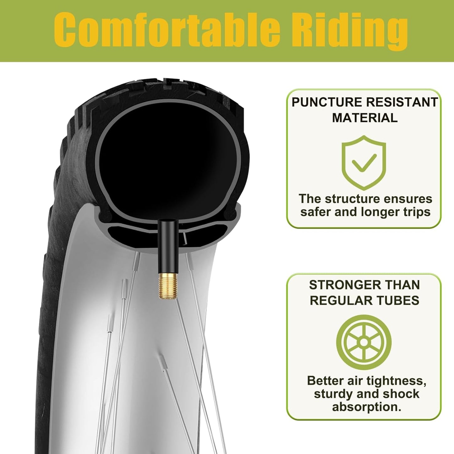 2 Pack 26x4 Fat Tire Bike Tube with 32 mm Schrader Valve, Premium Butyl Rubber 26x4 Tube with 2 Tire Levers Compatible with 26x3.5 26 x 4.0, 26x4 Bike Tube for Mountain/E Bike