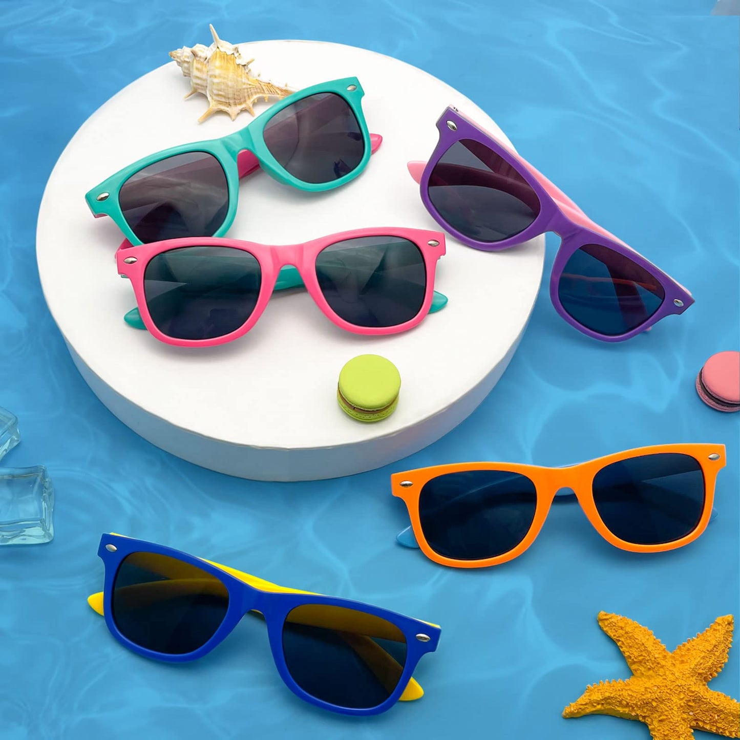 Pibupibu 8 Pack Kids Toddler Sunglasses Bulk,Neon Party Sunglasses for Kids,Beach Pool Birthday Goodie Bag Party Favors for Girls Boys
