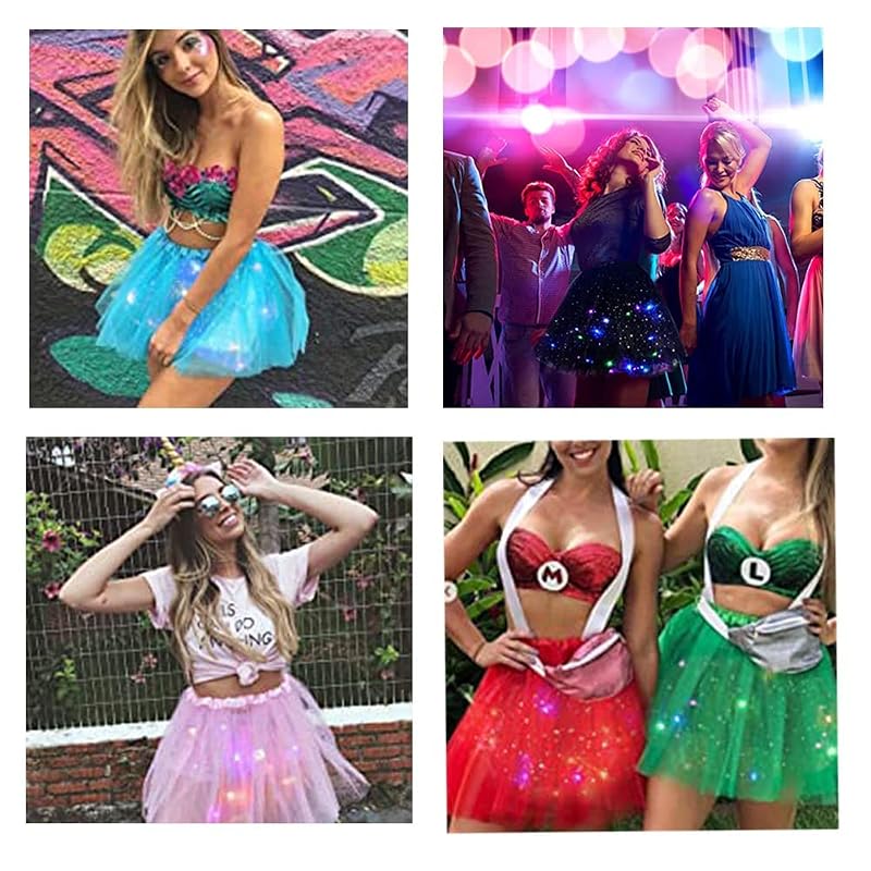 Rose One Size Women’s LED Tutu Skirt - Light Up Dance Ballet Tulle Costume