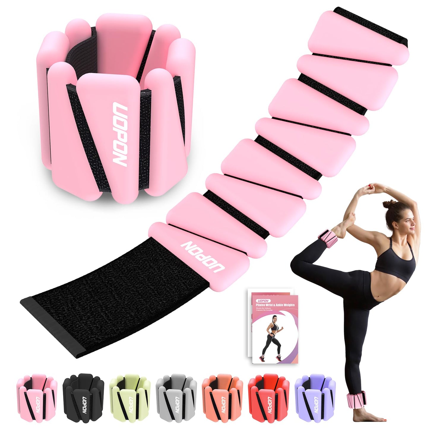 Wrist Ankle Weights for Women, Soft Silicone Wrist Weights Set of 2 for Walking, Pilates, Yoga, Barre & Strength Training, Weighted Bangles with Secure Non-Slip Fit for Arm & Leg Workouts, 4 lb